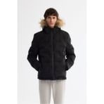 Avva Erkek Siyah Kapüşonlu Su İtici Rüzgar Geçirmez Kaz Tüyü Şişme Comfort Fit Mont A42Y6010 - 2XL