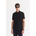 AVVA Erkek Siyah Kıvrılmayan Polo Yaka Fermuarlı Regular Fit T-Shirt A61Y1046
