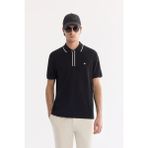 Avva Erkek Siyah Kıvrılmaz Polo Yaka Fermuarlı Bi-Stretch İnterlok Regular Fit T-shirt A61Y1003
