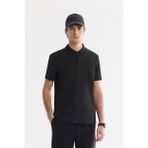 AVVA Erkek Siyah Kıvrılmaz Polo Yaka Fermuarlı Regular Fit T-Shirt A61Y1009