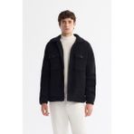 Avva Erkek Siyah Klasik Yaka Rüzgar Geçirmez Termometreli Peluş Comfort Fit Mont A42Y6085 - 2XL