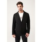 AVVA Erkek Siyah Mono Yaka Astarsız Triko Detaylı Slim Fit Ceket A31Y4001 - 52