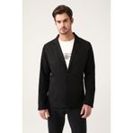 Avva Erkek Siyah Mono Yaka Astarsız Triko Detaylı Slim Fit Ceket A31Y4001