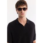 AVVA Erkek Siyah Polo Yaka Düğmesiz Soft Touch Regular Fit Triko T-Shirt A61Y5021