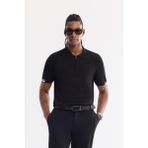 AVVA Erkek Siyah Polo Yaka Fermuarlı Rayon Karışımlı Regular Fit Triko T-Shirt A61Y5009