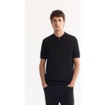 Avva Erkek Siyah Polo Yaka Fermuarlı Rayon Tüylenmeyen Triko Regular Fit T-Shirt A52Y5006 - 2XL