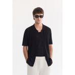AVVA Erkek Siyah Polo Yaka Önden Düğmeli Regular Fit Triko T-Shirt A61Y5017