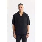 Avva Erkek Siyah Polo Yaka Soft Touch Kısa Kol Comfort Fit Gömlek A51Y2140 - XL