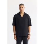 Avva Erkek Siyah Polo Yaka Soft Touch Kısa Kol Comfort Fit Gömlek A51Y2140 - XS