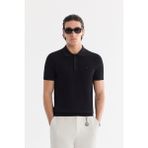 AVVA Erkek Siyah Polo Yaka Soft Touch Regular Fit Triko T-Shirt A61Y5046 - 2XL
