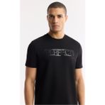 Avva Erkek Siyah Regular Fit Bisiklet Yaka Baskılı Bi Stretch İnterlok T-Shirt A51Y1044 - M