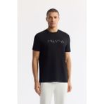 Avva Erkek Siyah Regular Fit Bisiklet Yaka Baskılı Bi Stretch İnterlok T-Shirt A51Y1131 - 2XL