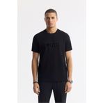 Avva Erkek Siyah Regular Fit Bisiklet Yaka Baskılı Bi Stretch İnterlok T-Shirt A51Y1166