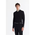 Avva Erkek Siyah Regular Fit Fermuarlı Polo Yaka Rayon Triko Kazak A42Y5009