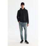 Avva Erkek Siyah Regular Fit Kapüşonlu Baskılı Elastan Sweatshirt A42Y1332