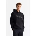 Avva Erkek Siyah Regular Fit Kapüşonlu Pamuklu Baskılı Elastan Sweatshirt A42Y1322 - XL