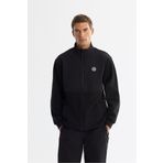 Avva Erkek Siyah Regular Fit Soğuğa Dayanıklı Dik Yaka Fermuarlı Polar Sweatshirt A42Y1311