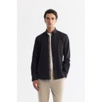 Avva Erkek Siyah Slim Fit Düğmeli Yaka %100 Pamuk Desenli Gömlek A42Y2049 - XS