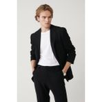 Avva Erkek Siyah Yırtmaçlı Astarsız Esnek Kumaş Comfort Slim Fit Blazer Ceket A41Y4000 - 48