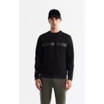 Avva Erkek SiyahBisiklet Yaka Pamuklu Baskılı Elastan Regular Fit Sweatshirt A42Y1260