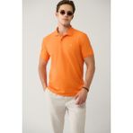Avva Erkek Turuncu Kıvrılmaz Polo Yaka %100 Pamuk Basic Regular Fit T-Shirt B001032 - XXL