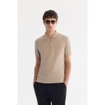 Avva Erkek Vizon Kıvrılmaz Polo Yaka Fermuarlı Jakarlı Regular Fit T-Shirt A61Y1088