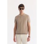 AVVA Erkek Vizon Polo Yaka Düğmeli Regular Fit Triko T-Shirt A61Y5006 - 2XL