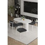 Avvio Alessa Beyaz Ptt Ayak Polo Metal Sandalye 80X140 Yemek Masası Mutfak Masası Masa Sandalye Takımı