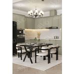 AVVİO Aria Tokyo Demonte Sandalye 80x120 Yemek Masası Mutfak Masası Salon Masası 4 Kişilik