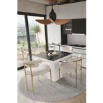 Avvio Arona Beyaz Lake Mdf Ayak 90X90 Yemek Masası Mutfak Masası 4 Kişilik Masa Takımı Teddy Sandalye