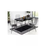 Avvio Arya 4 Kişilik 80X120 Yemek Masası Takımı-Mutfak Masası Takımı-Siyah Mermer Oval Kenar