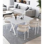 Avvio Beyaz Teddy Sandalye 80x120 Yemek Masası Mutfak Masası 4 Kişilik Masa Sandalye Takımı Beyaz