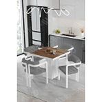 Avvio Bianco Lake Mdf Ayak Tokyo Demonte Sandalye 80x80 Yemek Masası Mutfak Masası 4 Kişilik AKÇA