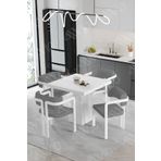 Avvio Bianco Lake Mdf Ayak Tokyo Demonte Sandalye 80X80 Yemek Masası Mutfak Masası 4 Kişilik