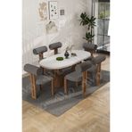 AVVİO Bohem Ayak 6'Lı Metal Pofi Demonte Sandalye 80x160 Masa Sandalye Takımı