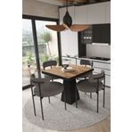 Avvio Lago Siyah Lake Mdf Ayak 80X80 Yemek Masası Mutfak Masası 4 Kişilik Masa Takımı Teddy Sandalye