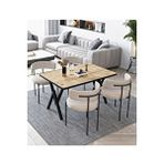 Avvio Lavinya Teddy Sandalye 80x120 Yemek Masası Mutfak Masası 4 Kişilik Masa Sandalye Takımı(bukle Kumaş) CEVİZ