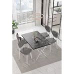Avvio Lionel Beyaz Elma Sandalye 80X120 Yemek Masası Mutfak Masası 4 Kişilik Masa Sandalye Takımı