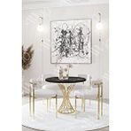 Avvio Lisa Mat Gold Teddy Sandalye 90x90 Yuvarlak Yemek Masası Mutfak Masası Masa Sandalye Takımı SİYAH MERMER