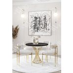 Avvio Lisa Mat Gold Teddy Sandalye 90X90 Yuvarlak Yemek Masası Mutfak Masası Masa Sandalye Takımı