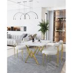 Avvio Mat Gold Teddy Sandalye 80x120 Yemek Masası Mutfak Masası 4 Kişilik Masa Sandalye Takımı Beyaz