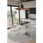 Avvio Mayer Beyaz Lake Mdf Ayak 90X90 Yemek Masası Mutfak Masası 4 Kişilik Masa Takımı Teddy Sandalye