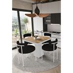 Avvio Milena Beyaz Lake Mdf Ayak 90x90 Yemek Masası Mutfak Masası 4 Kişilik Masa Takımı Teddy Sandalye AKÇA