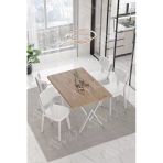Avvio Parla Beyaz Elma Sandalye 80X120 Yemek Masası Mutfak Masası 4 Kişilik Masa Sandalye Takımı