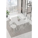 Avvio Parla Beyaz Elma Sandalye 80X120 Yemek Masası Mutfak Masası 4 Kişilik Masa Sandalye Takımı