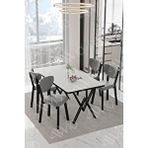 Avvio Pedra Elma Sandalye 80x120 Yemek Masası Mutfak Masası 4 Kişilik Masa Sandalye Takımı BEYAZ