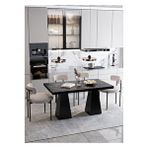 Avvio Pietro Lake Mdf Ayak Teddy Sandalye 80x120 Yemek Masası Mutfak Masası 4 Kişilik Masa Sandalye Takım SİYAH MERMER