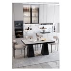 Avvio Pietro Lake Mdf Ayak Teddy Sandalye 80X140 Yemek Masası Mutfak Masası 4 Kişilik Masa Sandalye Takım
