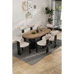 Avvio Pofi Bohem 6'lı Metalsandalye 80x160 Mutfak Masa Takımı Yemek Masa Takımı Masa Sandalye Takımı Cafe Siyah