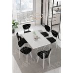 Avvio Rita Beyaz Elma Sandalye 80X140 Yemek Masası Mutfak Masası 6 Kişilik Masa Sandalye Takım
